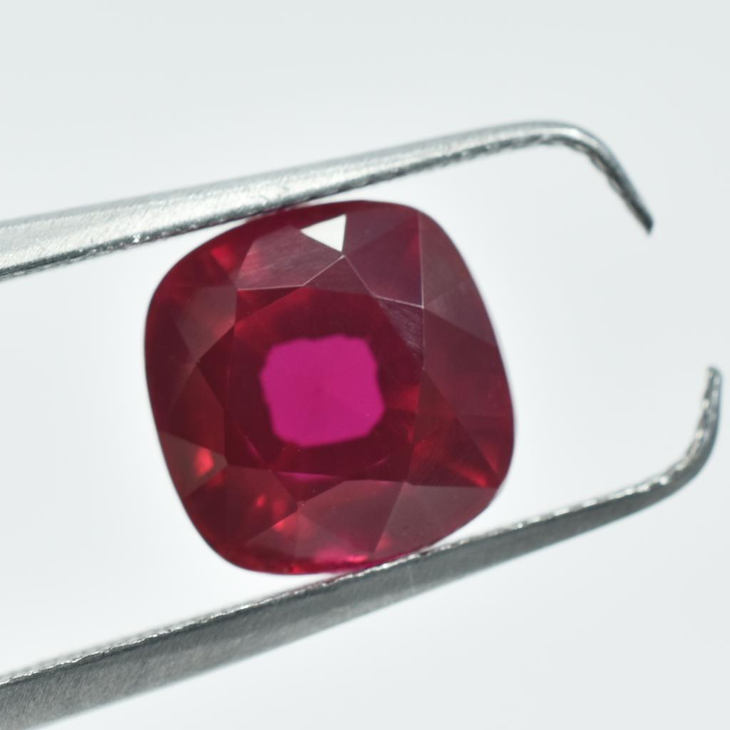 Square Cushion Cut 5.20 Ct Beautiful Red Ruby Natural Loose Gemstone CERTIFIED