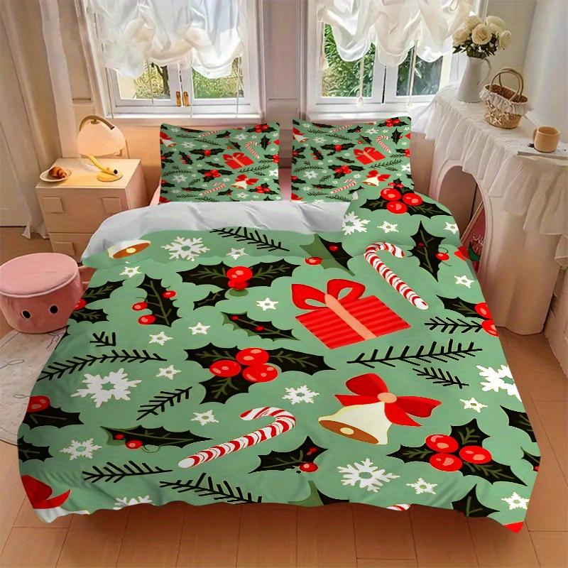 3pcs Christmas, Holiday Bedding Set, Breathable and Soft, Suitable for All Seasons, Ideal for Home Use, Suitable for Bedroom Decor 21125