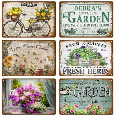 Fiori Retrò Uccello Cartello Metallico Decorazioni Giardino Arte Murale Targhetta in Latta Vintage Targhetta Casa Decorazione Stanza Pittura Giardino Regalo F