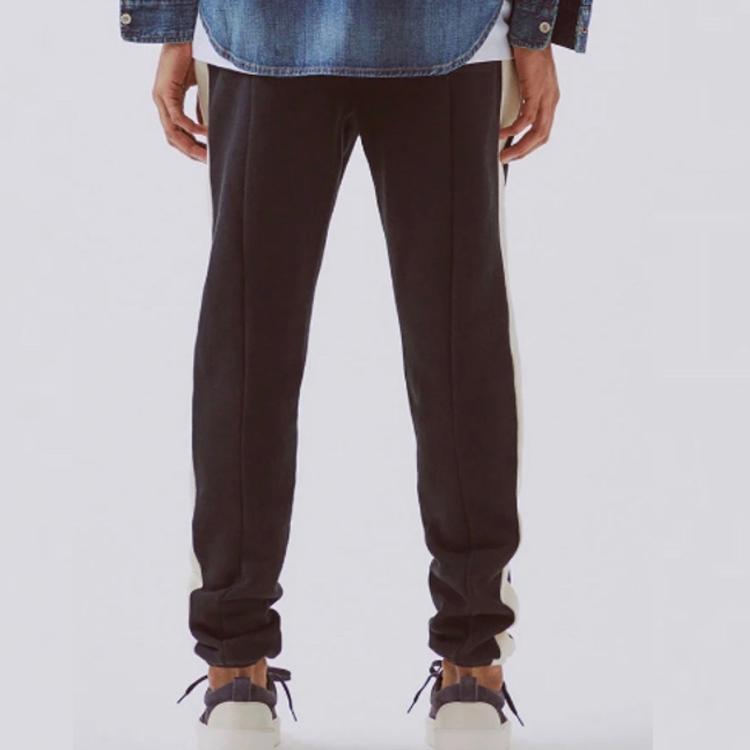 Fear of God Essentials SS20 Side Stripe Fleece-Lined Straight-Leg Knit Sweatpants Men Bottoms Black FOG-SS20-127