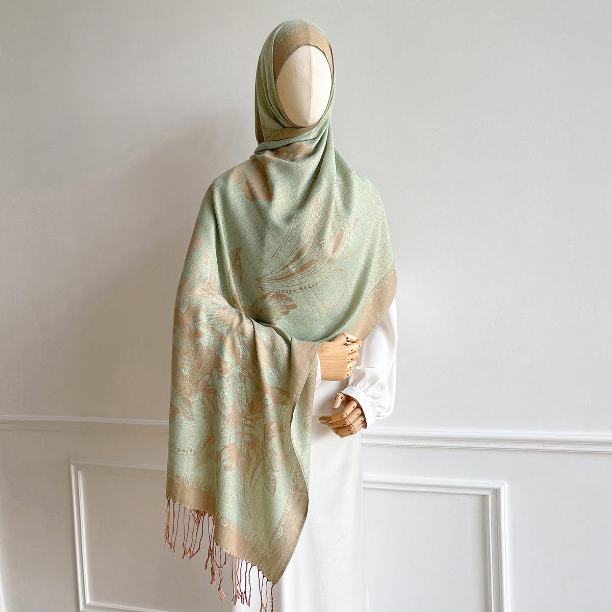 

70*190cm Muslim Winter Hijab Shawls Women Floral Scarf Head Wrap Hijabs Scarves Foulard Islamic Ramadan