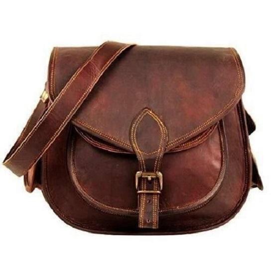 

Leather Bag Shoulder Craft Crafted Vintage Crossbody Handmade Hand Women Brown 9 x 7 x 3 in