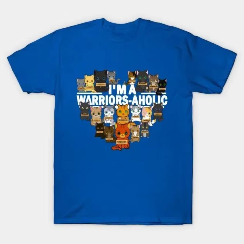 Ich bin ein Warriors-Süchtiger. Neuheit Katzenliebhaber Krieger Geschenk T-Shirt. Neues T-Shirt aus 100 % Baumwolle mit kurzen Ärmeln und Rundhalsausschnitt, lässiges Herren-Top