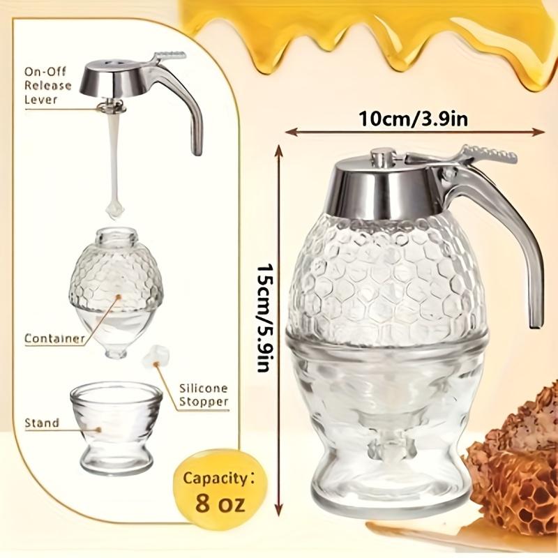 Honey Dispenser Syrup Dispenser Jar Leakproof Honey Syrup Pourer Kitchen Honey Container