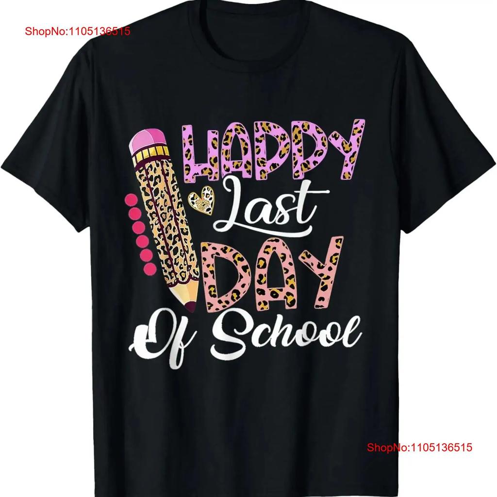 Happy Last Day Of School T Shirt Kids Teacher Student Leopard vintage Washed Casual Unisex Stylish Slightly Stretched graphic