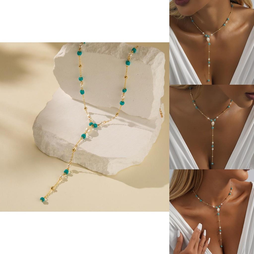 Elegant Retro Pearl Bead Pendant Necklace For Women Chic Street Style Jewelry