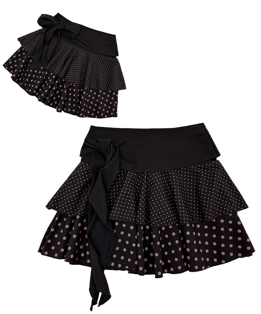 Plasma Sphere Peri Dot Shirred Ribbon Tiered Can-Can Skirt_ 2 Colors