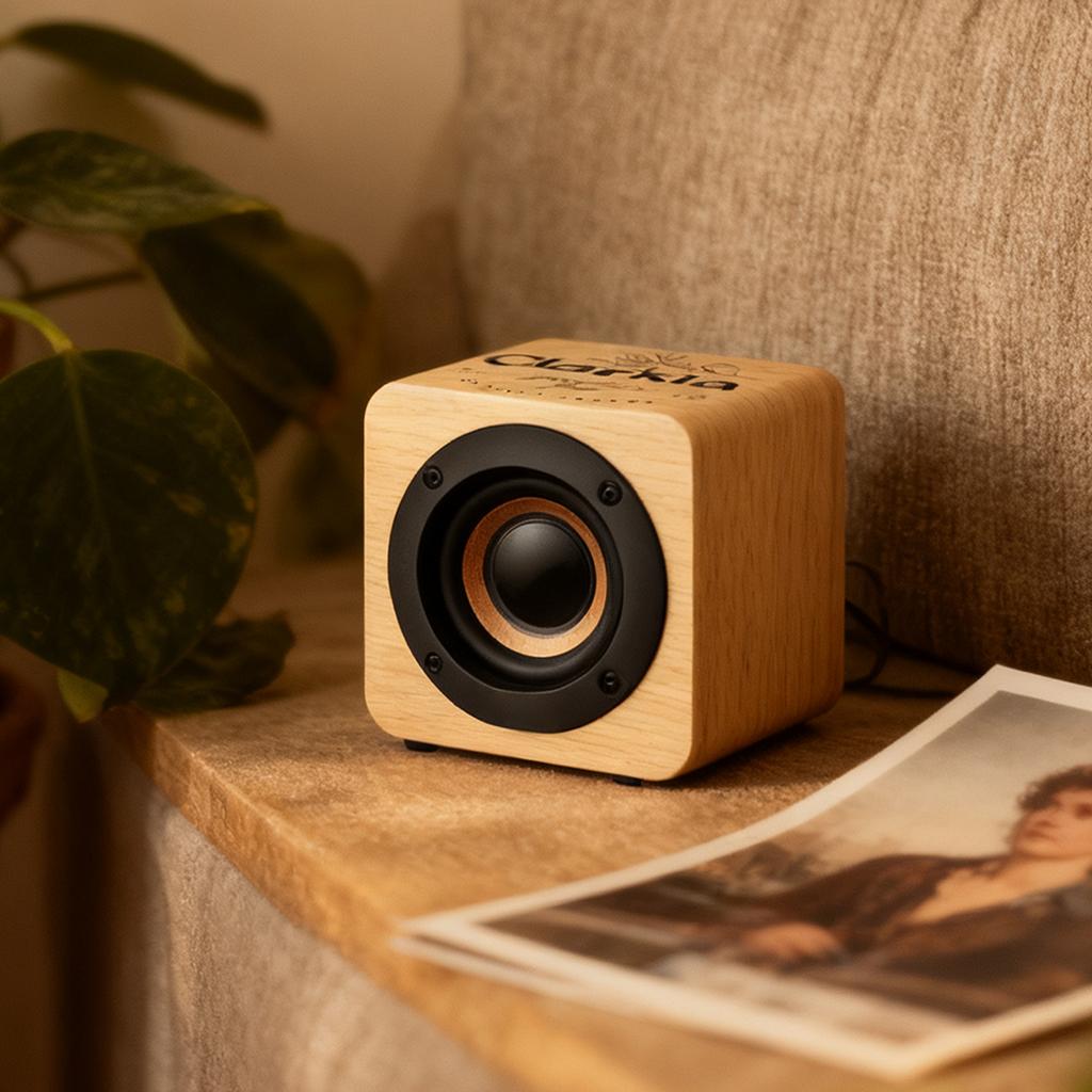 Personalized Customized Wireless Bluetooth Square Wooden Speaker