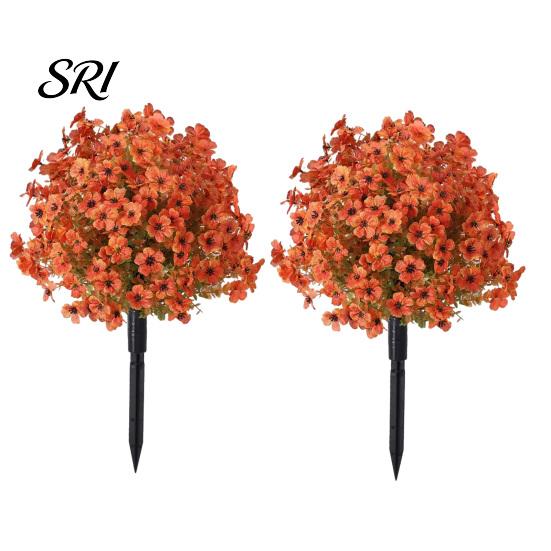 Realistic Fake Flower Stake Artificial Violet Topiary Trees with Spike UV Resistant Faux Shrubs No Watering Shrub Bushes Spring Summer Plants