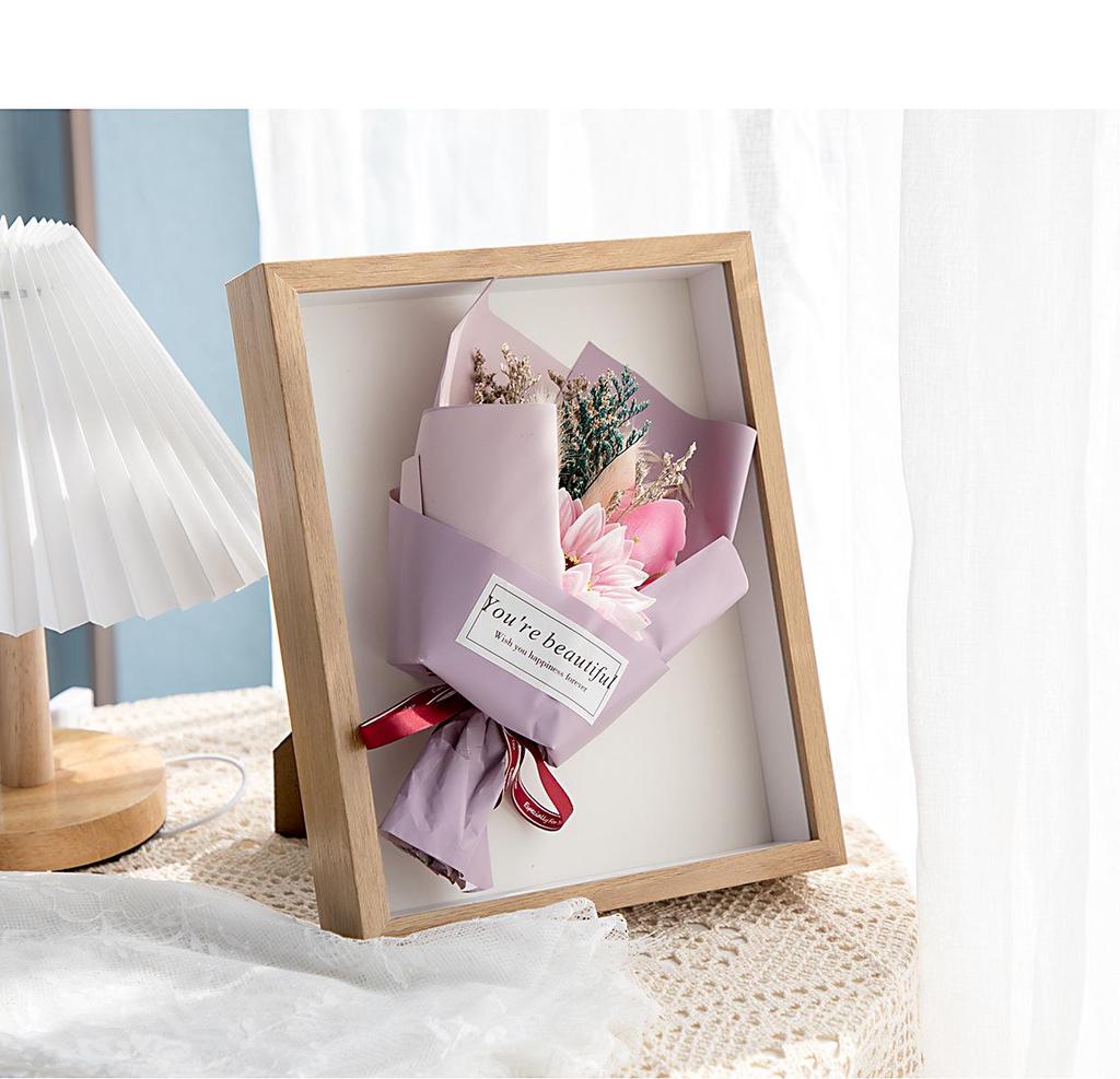 3D Handmade Dried Rose Photo Frame with Seashells for Tabletop Display In Oil Painting and Calligraphy Mounting