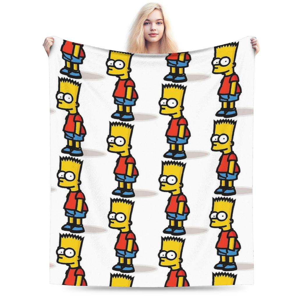 Bart S-Simpsons Character Blanket Girl Flannel Throw Blanket For Chair Sofa Bed Super Soft Design Quality Bedspread Gift