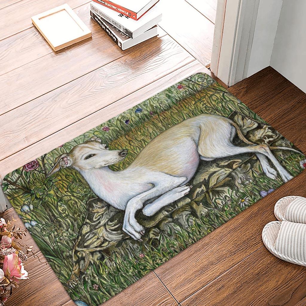Whippet Hound Dog Doormat Anti-Slip Kitchen Bath Mat Living Room Door Floor Entrance Carpet Rug