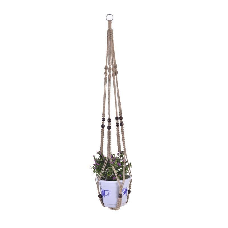 Bohemian-Style Hemp Rope Hanging Basket for Plants - Cross-Border Creative Gardening Pot Holder