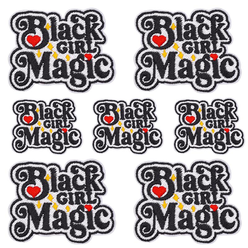 10PCS Fashion Black Girl Embroidered Patch Iron On Patches For Clothing Black Girl Magic Patches For Clothes Jackets Sewing DIY