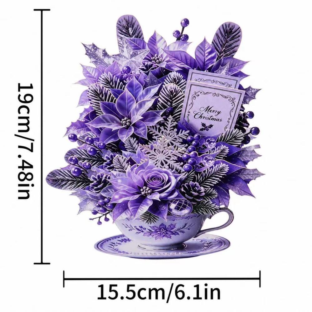 3D Pop Up Teacup Card with Envelope & Message Note Floral Bouquet Cards Pop Up Card for Mom & Her