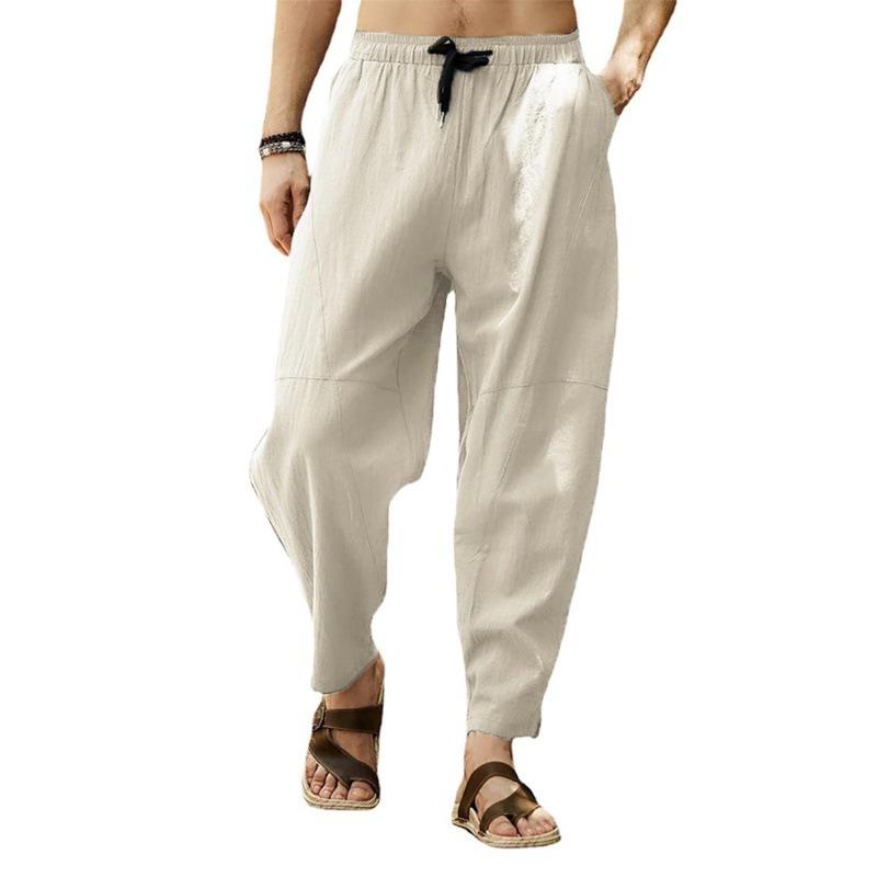 Men's Large Size Loose Casual Sweatpants Cotton and Linen Drawstring Hip Hop Lantern Pants Men's
