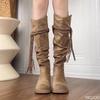 Braune Stiefel mit dicker Sohle für Damen, vielseitig für Frühling und Herbst, schlicht, bequem, rutschfest, verschleißfest, Damenstiefel