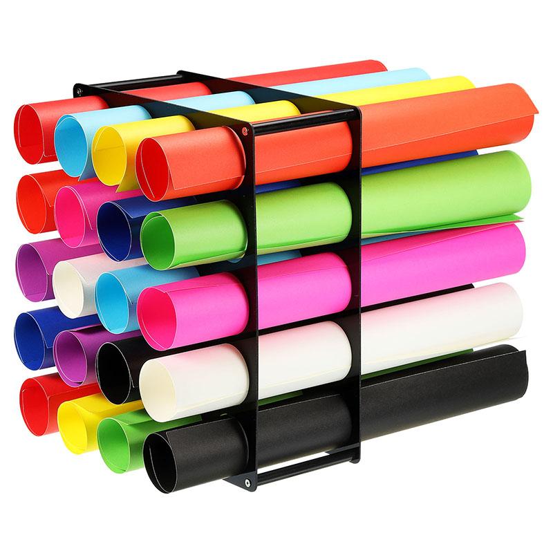 

Vinyl Roll Storage Rack Sturdy Acrylic Vinyl Roll Holder Organization with 20 Holes Multifunctional Craft Art Gift Wrap Storage чёрный