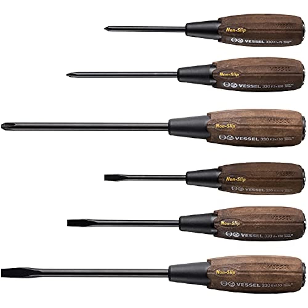 VESSEL (VESSEL) Woody Penetrating Screwdriver Non-slip Grips Set of 6 (Boxed) 336 PS