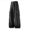 Zwarte Wijde Cargo Broek voor Mannen Meerdere Zakken Baggy Streetwear Broeken