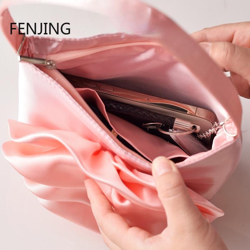 Pink Flowers Small Handbag Women Shoulder Bags Vintage Square Stylish Wedding Festival Banquet Cheongsam Evening Bag Clutch Bag