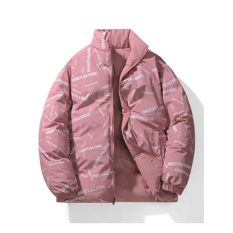 Mens Reversible Padded Jacket Winter Warm Stand Collar Casual Thick Cotton Coat Teens