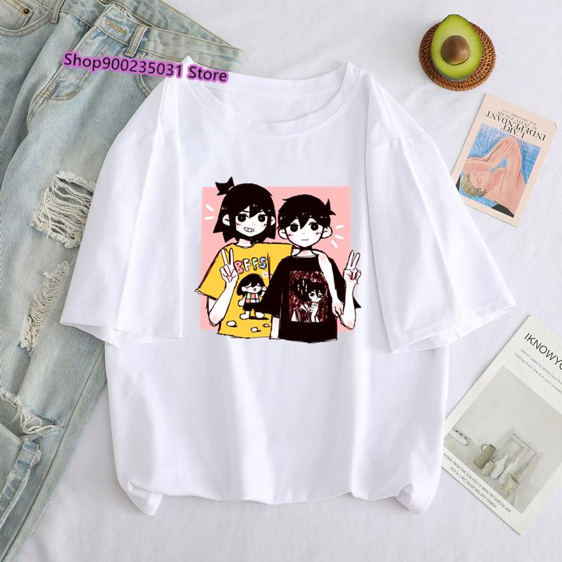 Tričko pro ženy Letní topy Omori Oblečení Ženy Potisk Estetické Streetwear Tričko Ulzzang Tričko Tumblr Omori Dámské