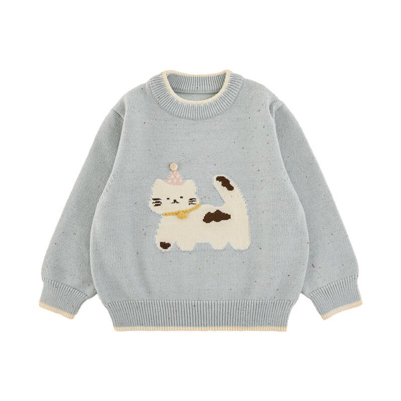 YouYou Girls  Cartoon Kitty Polka Dot Sweater 90 cm