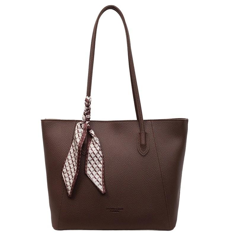 Women Elegant Simple Silk Scarf Pu Interior Zipper Pouch Stitching Lifestyle