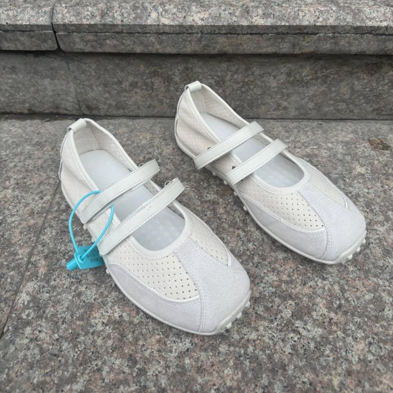 Leather red mesh light mouth double belt ballet shoes women's retro inner height increase versatile fashion Mary Jane shoes children
