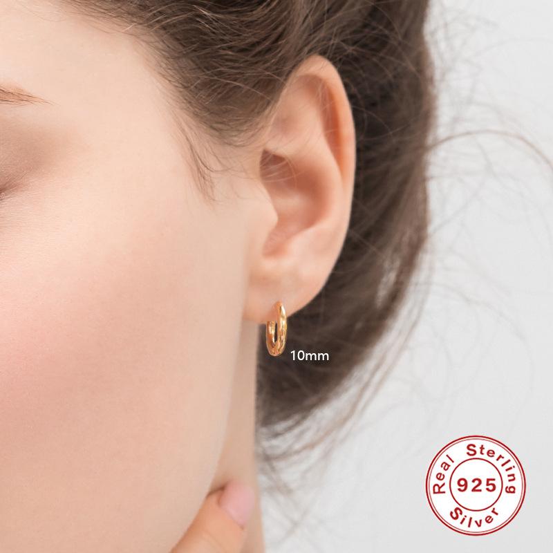 S925 Sterling Silver Fashion Ins Multi-Size 6/8/10 Mm Three Glossy Basic Set Earrings Earrings