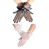 Women's Short Lace Gloves Sheer Mesh Tulle Wrist Length Gloves with Bow Wedding Bridal Fishnet Gloves Opera Tea Party Accessory
