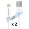 Lot of 2 White USB Charger Cables Compatible with iPhone 7 - Phonillico®