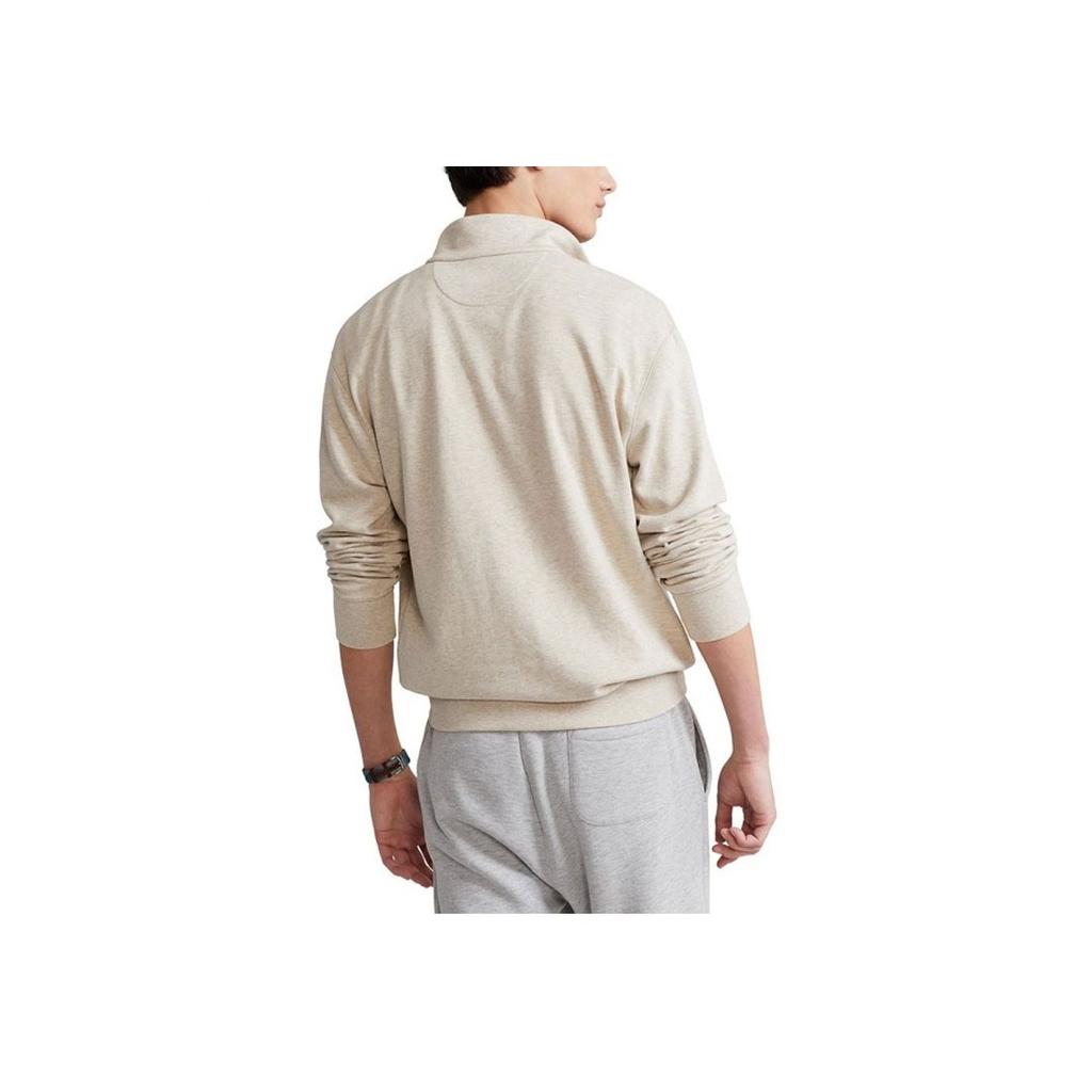 Polo Ralph Lauren Embroidered Logo Pattern Half-Zip Pullover Stand Collar Sweatshirt Men sweatshirt Beige 710812963-017