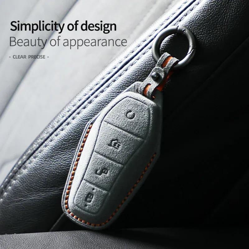For BYD EA1 Han EV Qin Song Plus Dmi Yuan Plus Tang Atto 3 EV Car Key Case Accessories Styling Suede Leather Key Cover Keychain