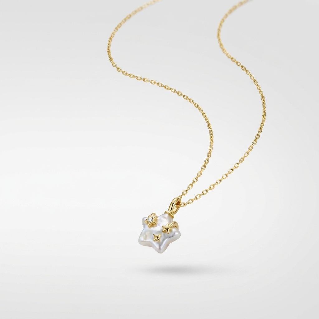 Original Polaris series freshwater pearl necklace female niche design baroque star pendant high-end neck chain