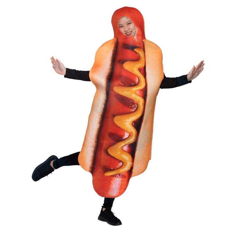 Halloween Costume Set Hot Dog Outfit Adults Kids Family Matching Party Cosplay Funny Themed Dress-Up