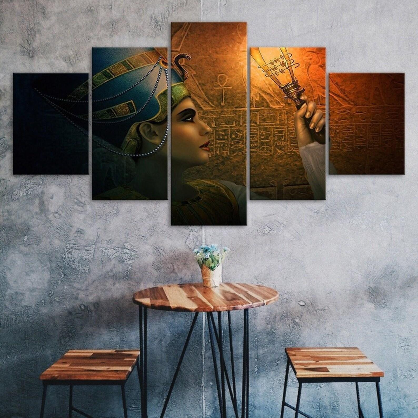 

Ancient Egypt Queen Headdress Cleopatra Scene 5 Piece Five Panel Wall Canvas Print Modern Art Poster Picture Home Decor Gift For Him For Her 20x35 20x45 20x55cm