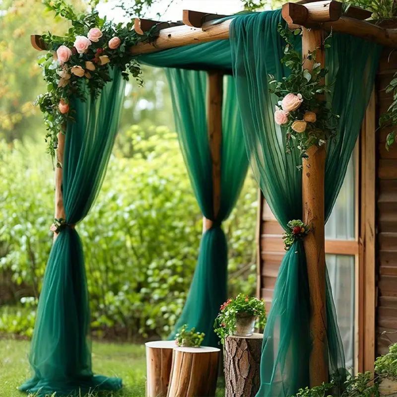 Tüllstoff Himmelblau Transparent Tischläufer Stuhl Schleifen Hintergrund Vorhänge für Babyparty Geburtstag Hochzeit für Party Fotos Dekoration