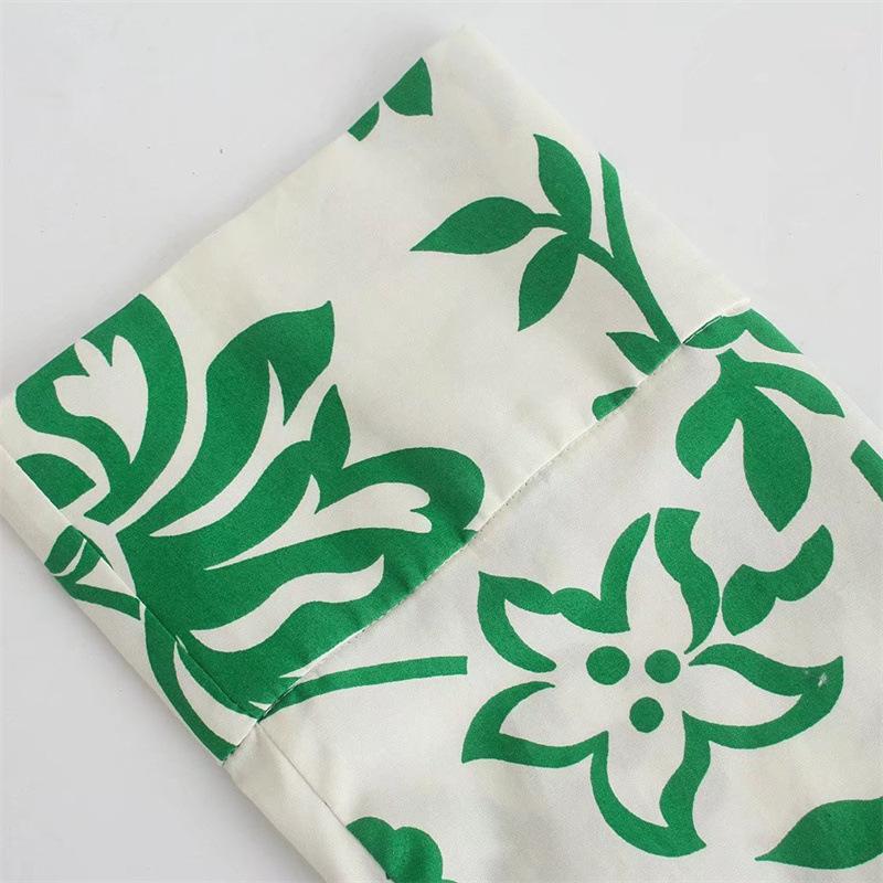 Women's Petticoat Dress Printed with Belt Cardigan Long Dress