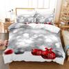 Christmas Duvet Cover Set King Size Snowflake Bells Pattern Festival Bedding Set Polyester Comforter Cover For Kids Boys Girls