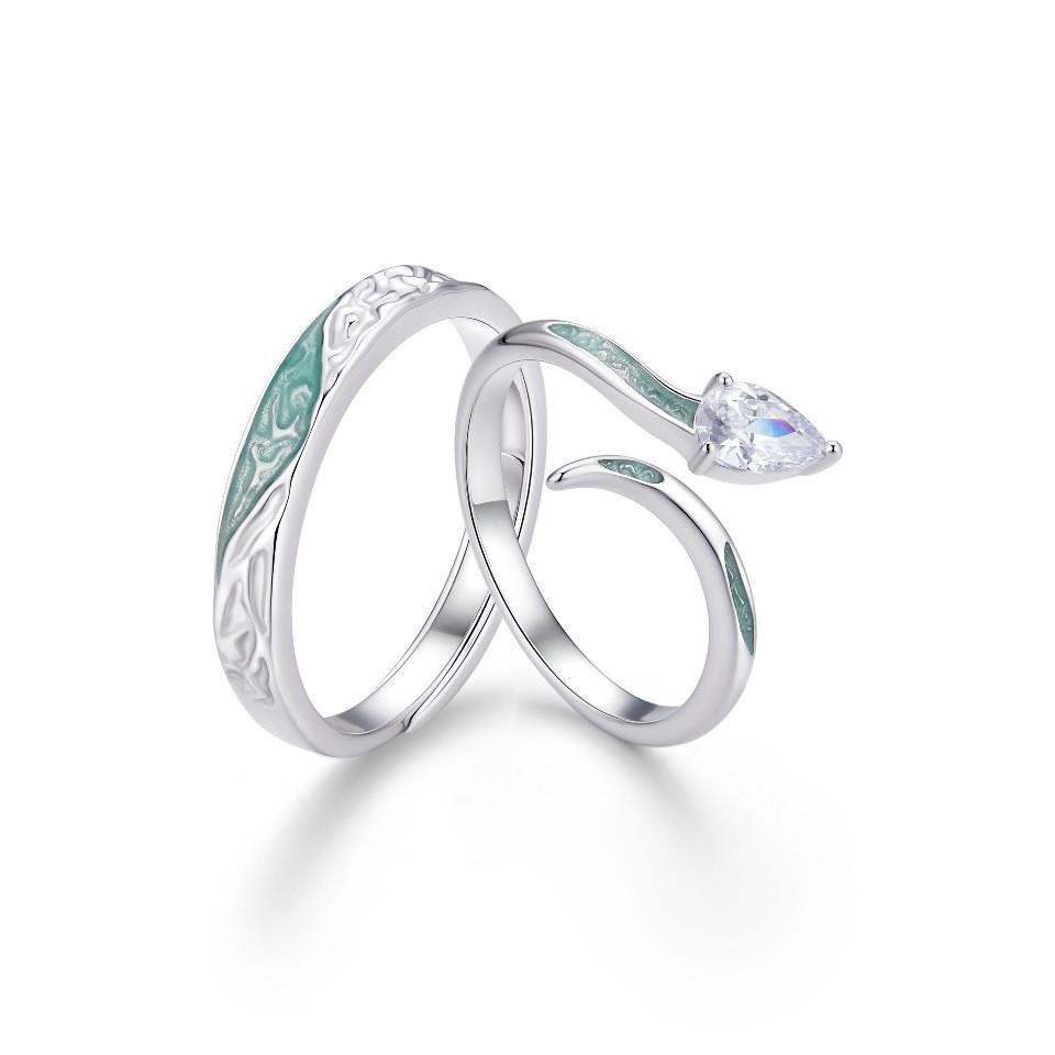 Silver S925 Refined Snake Couple Rings In Minimalist Elegant Style Perfect For Couples