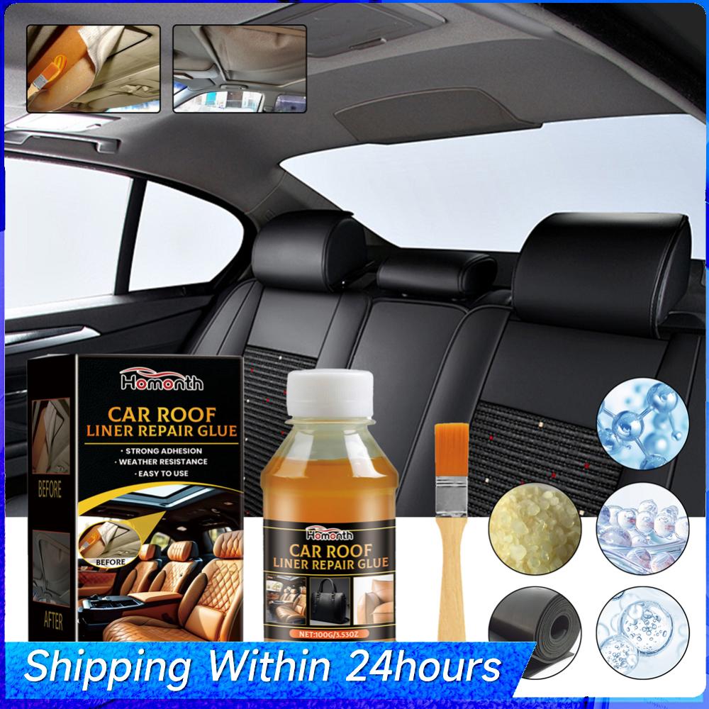 

100ml Car Interior Roof Liner Repair Glue Strong Adhesion Universal Car Roof Cloth Glue with Brush for Fabric Leather Repair China Mainland
