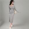 New ArrivalS Open Run Women S Rayon Slim Fit SleeveleSS Long dreSS Cardigan Set