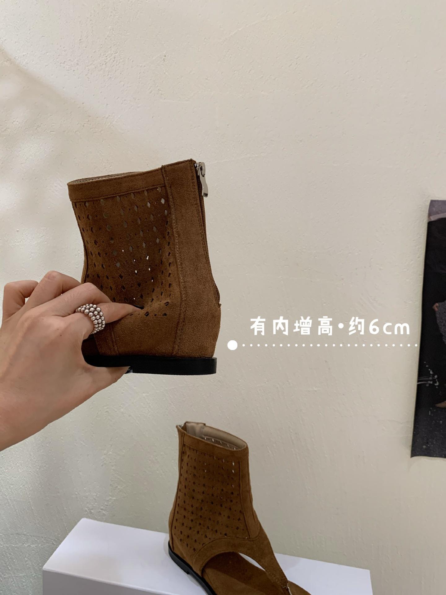 

Niche design sense hollow toe Roman sandals women s 2025 summer new inner height increase short boots children s cool boots 39 коричневый