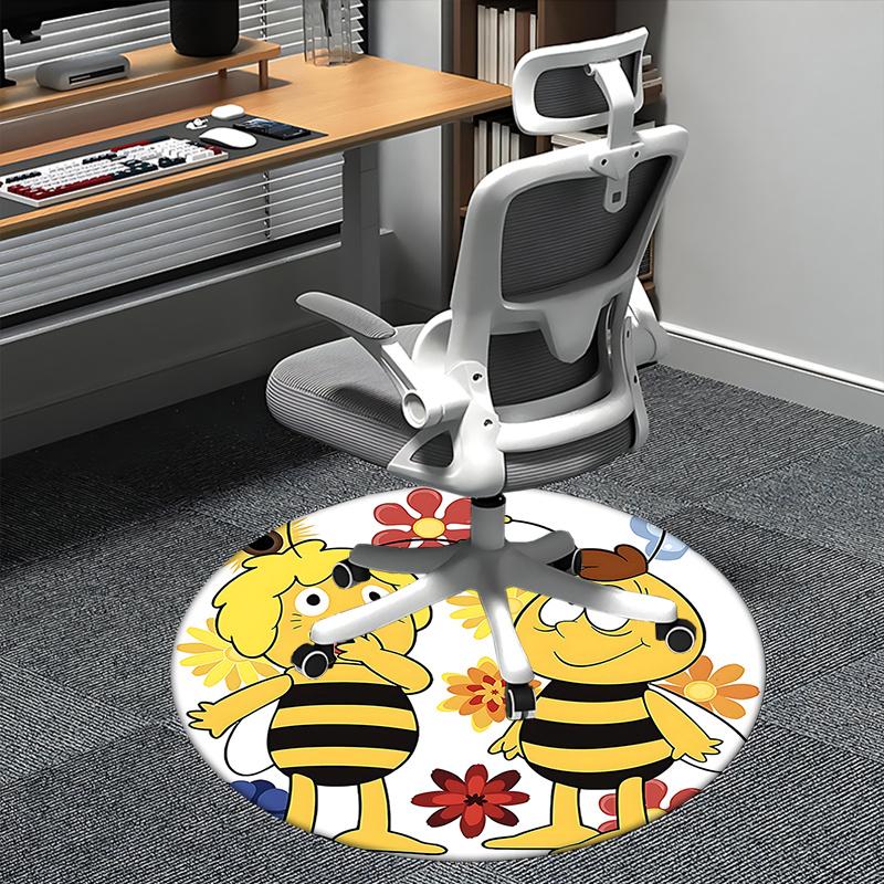 

Bee-Themed Chair Mat - Round Carpet for Home Decor 80cm