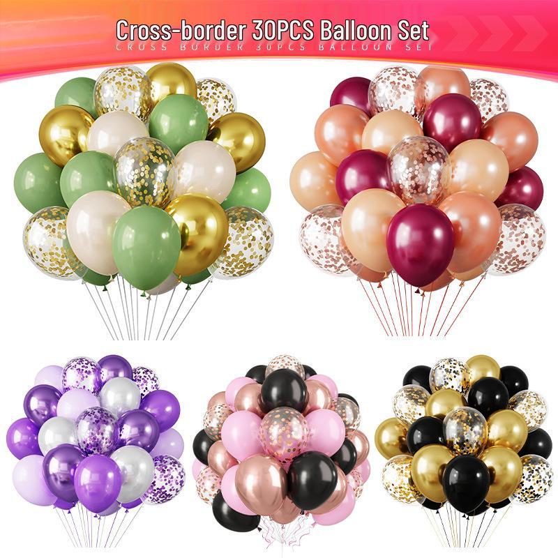 30-Piece Colorful Metal Sequin Balloon Set for Birthday Parties and Ceremonies