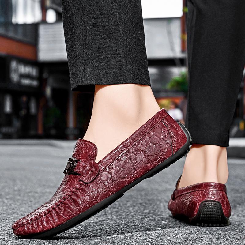 Mode Hochwertige Rindsleder Slipper Slip-On Fahrschuhe Lässige Weiche Mokassins Marke Luxus Kleiderschuhe Klassische Leder Laufschuhe