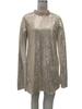 Spring  European & American Stand Collar Sequin Dress - Loose Fit Women's Wear