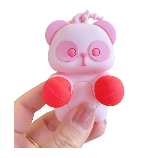 Keychain Pendant Cartoon Bear Panda Shape Stress Relief Fidget Pendant with Bead Chain Lanyard Keys Bags Decompression